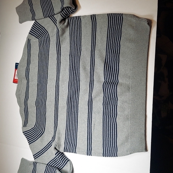 CHAPS Men's Oversized Sweater Size XXL Gray Blue Striped Embroidered Logo NEW - Picture 9 of 13